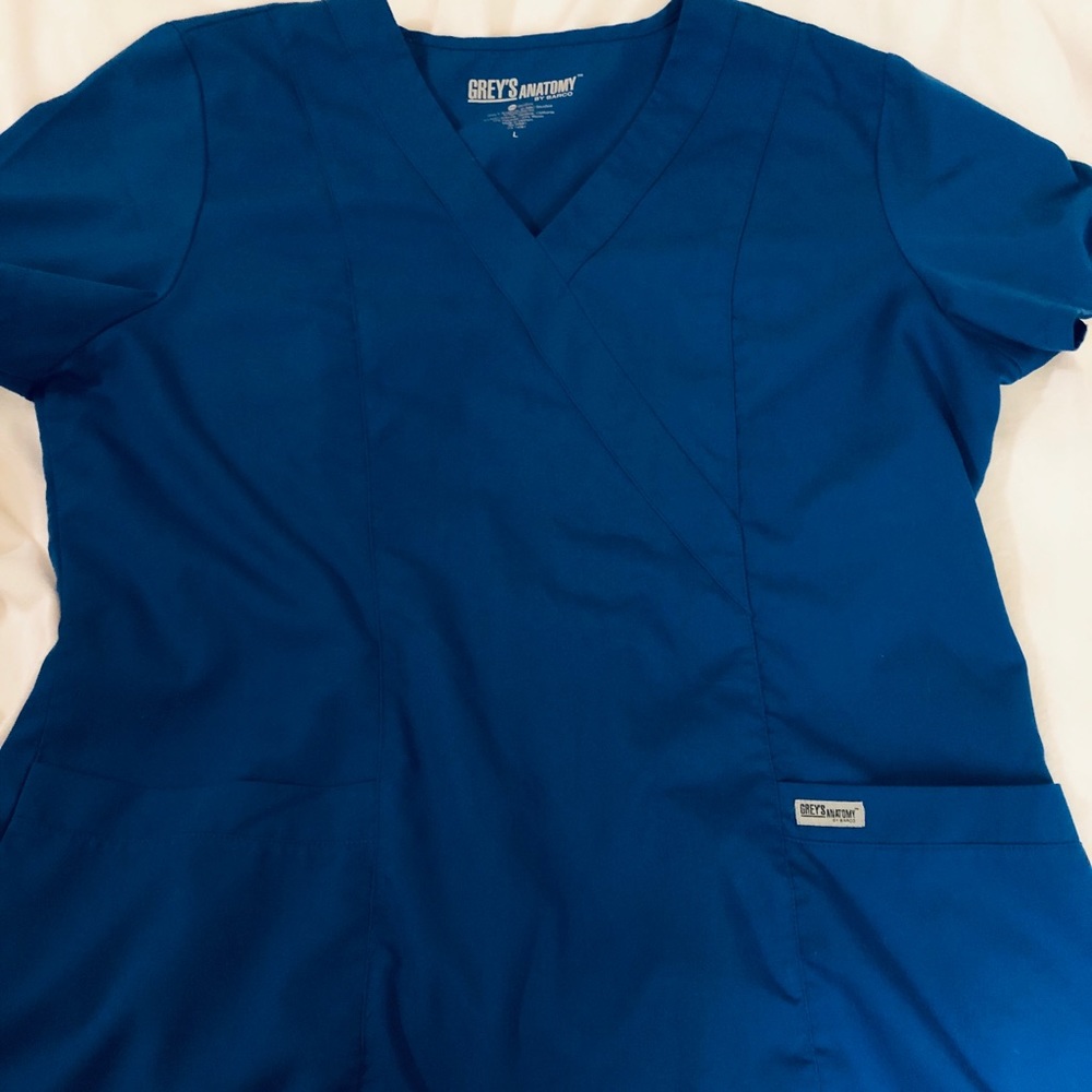 Grey’s Anatomy Royal Blue Scrub Top Size L EUC